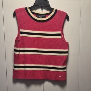 Pink and Black Striped Sleeveless Top